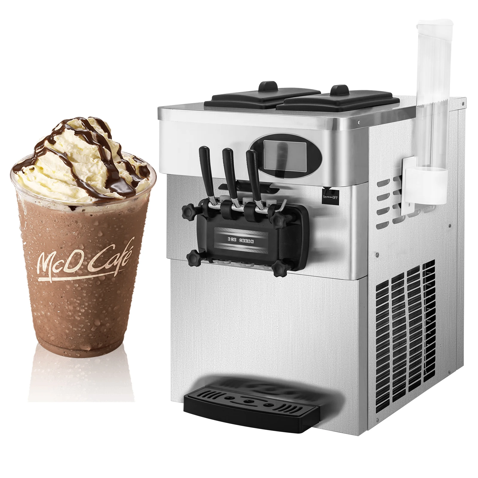 Hot sale Commercial YKF-826T Soft Ice Cream Machine With 2+1 Flavors Countertop   Maker with cone holder 2200W