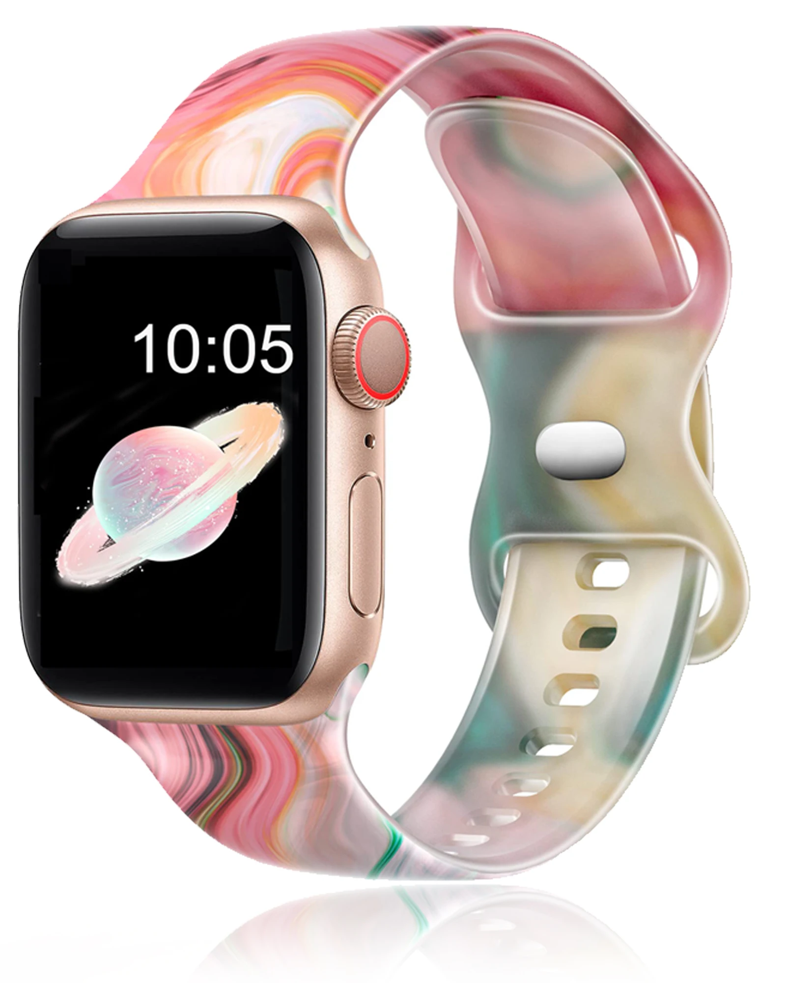 Apple Watch用プリントシリコンストラップ,女性用スポーツウォッチ,シリーズ8,6,5,3,SE,7ウルトラ,44mmおよび45mmおよび42mmおよび49mm 41mm、38mm