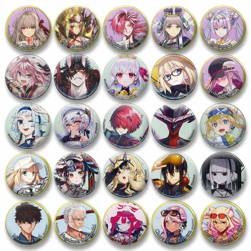 Game Peripheral Fate Grand Order Badges Round Cartoon Cosplay Pins Bag Clothes Decor Brooch Fans Collect Gifts Souvenir Jewelry