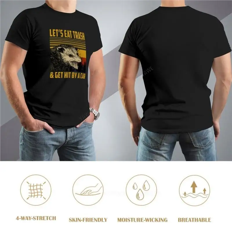 Männer Baumwolle T-Shirt schwarz T-Shirt essen wir Müll von einem Auto T-Shirt Tops Anime o Hals Männer Sommer männlich Top T-Shirt getroffen