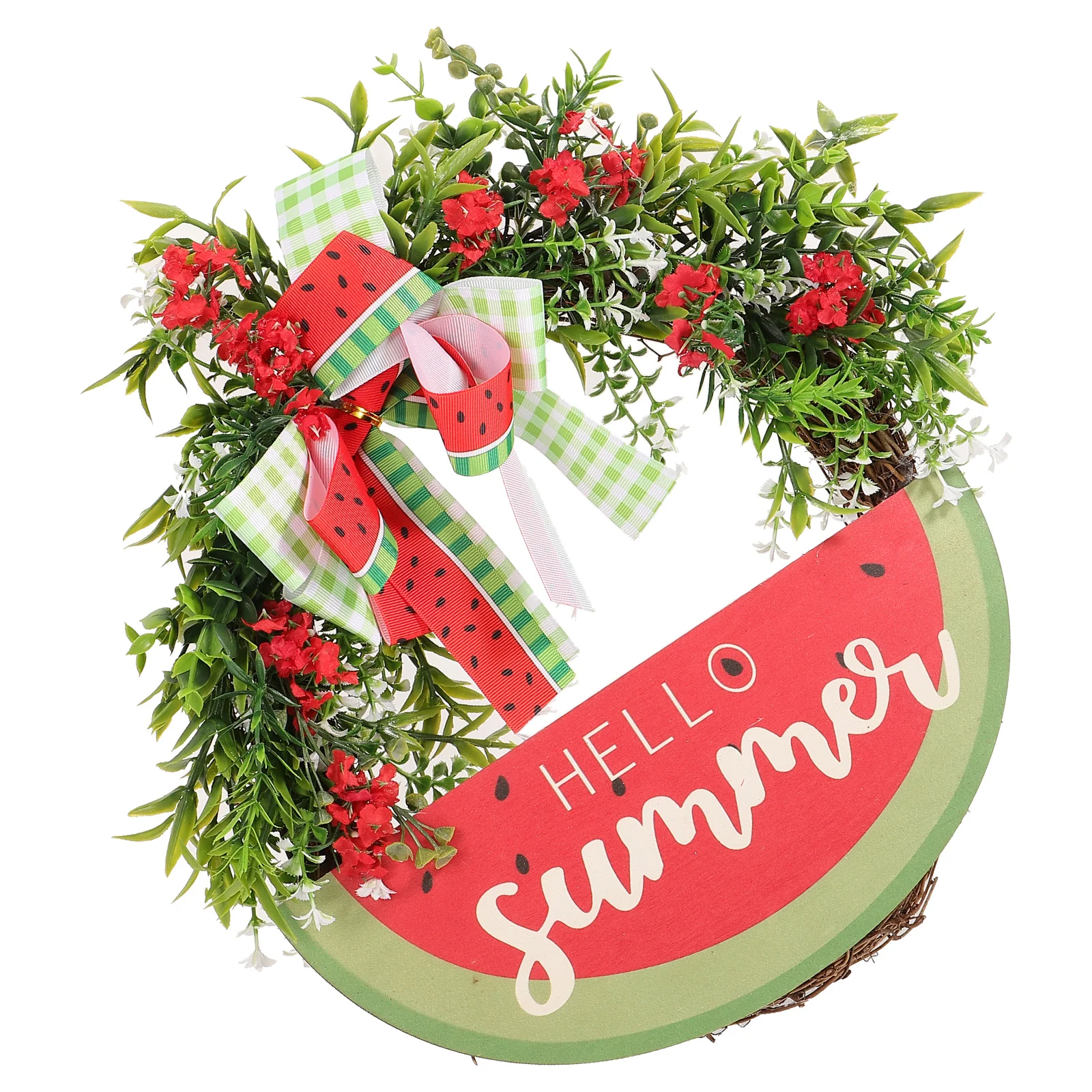 

Watermelon Wreath Decoration Bright Color Flowers Summer Door Wreath for Front Decor Plastic Wedding Party Office Hotel