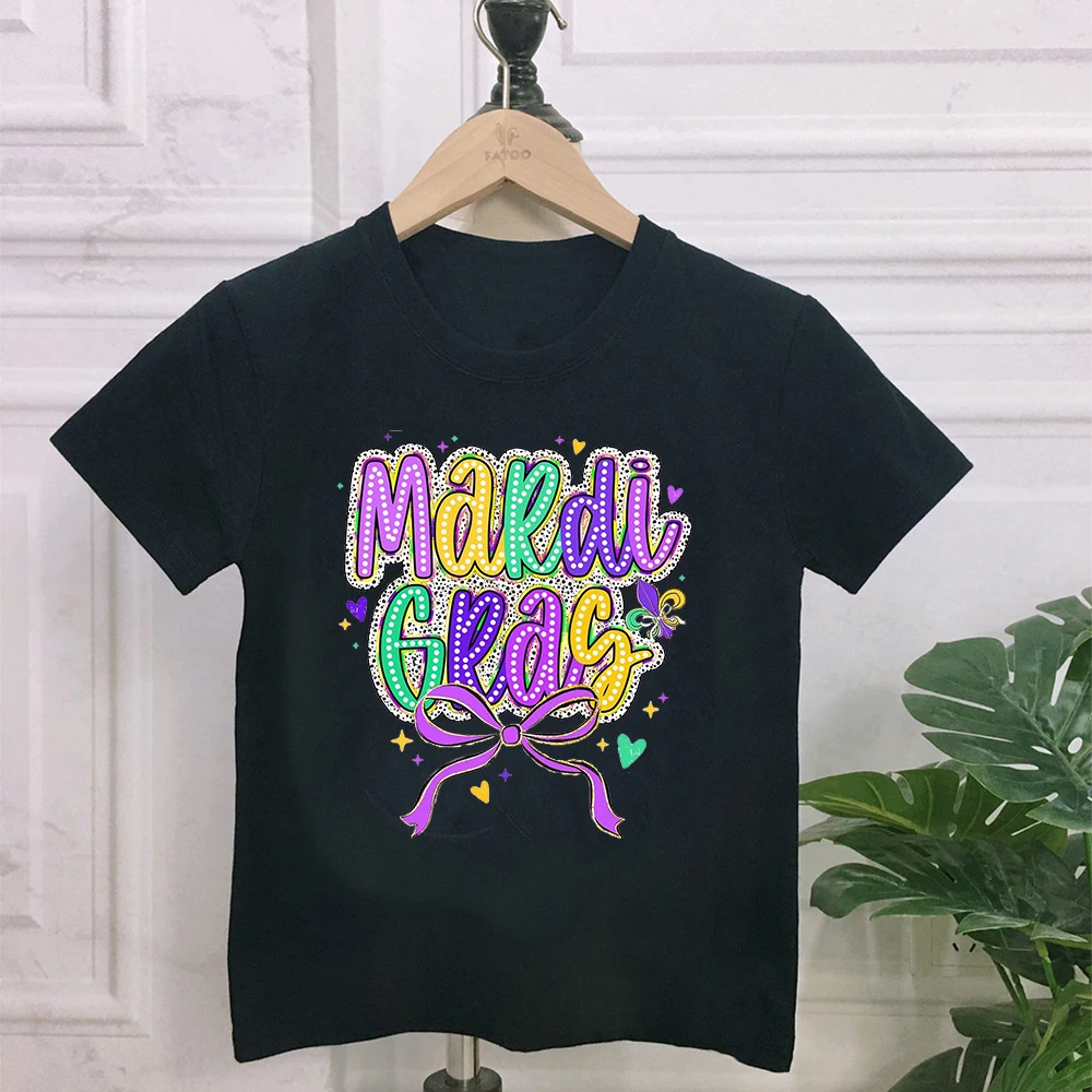 Mardi Gras Carnival Kids Holiday T-Shirt Happy Mardi Gras Day Boys Girls Shirt Toddler Tuesday Party Tee Tops Outfits