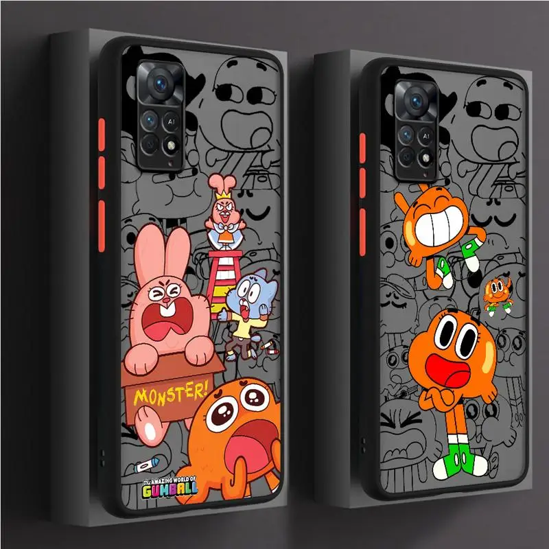 Cute Darwin-Anais-Gumball Watterson Matte Phone Case For Redmi Note 13 11 12 Pro Plus 9 10 Lite 9S 12S K40 10 9 Translucent