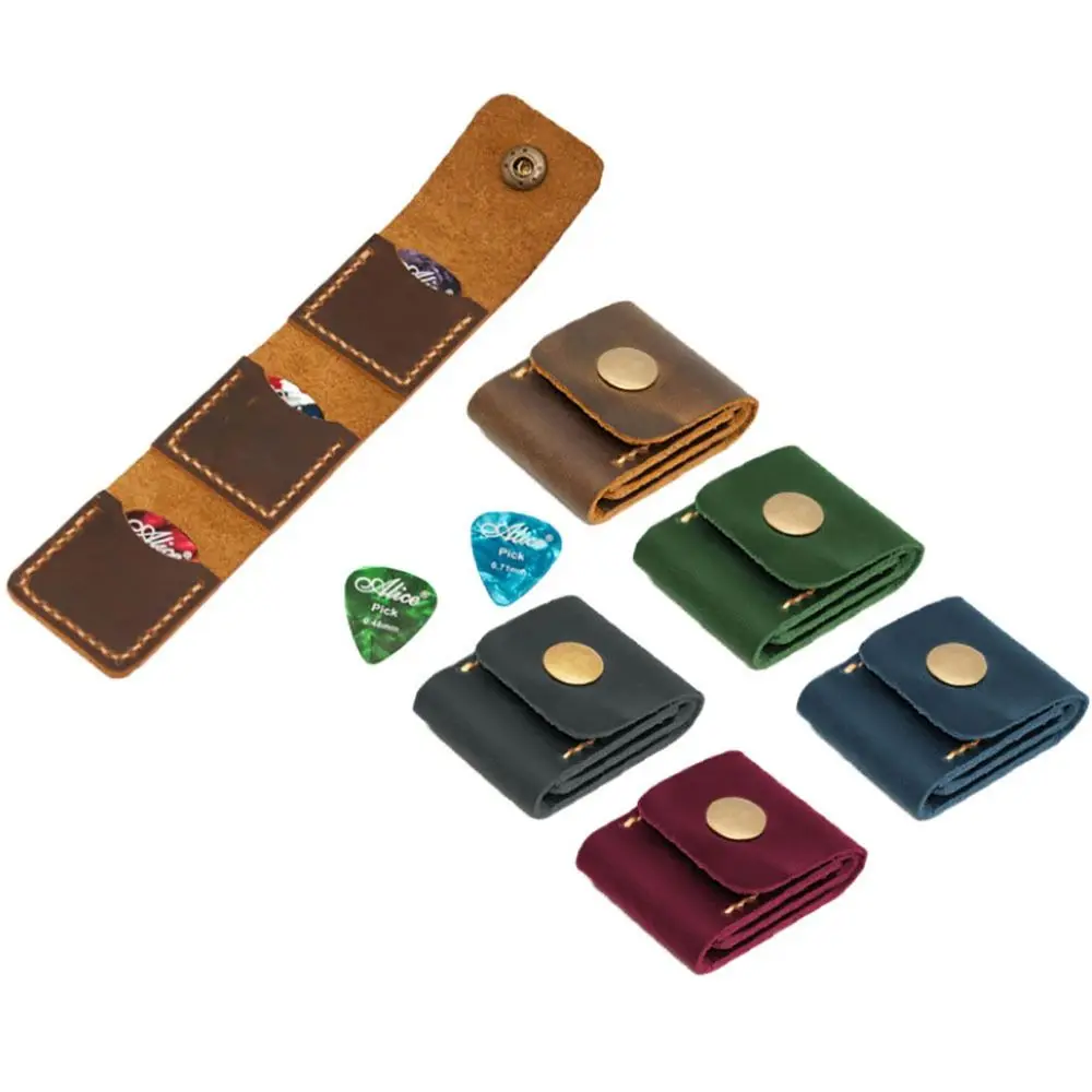 High-quality PU Leather Guitar Picks Storage Pouch Foldable Drop-proof Guitar Picks Holder Waterproof Portable Guitar Picks Case