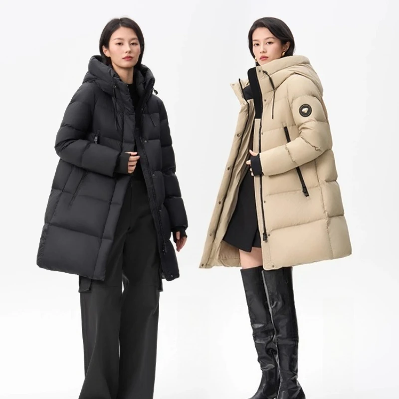 Chericom chaquetas de invierno para mujer 2025 Otoño Invierno abrigo con capucha de longitud media abrigo cálido para ir al trabajo ropa femenina Y309767Y