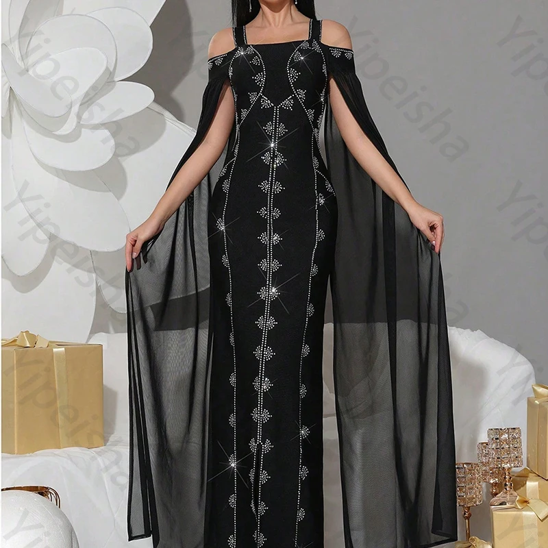 Elegant Off The Shoulder Sleeveless Evening Dresses Sexy Black Celebrity Dress Exquisite High Quality Prom Party Gown Customized