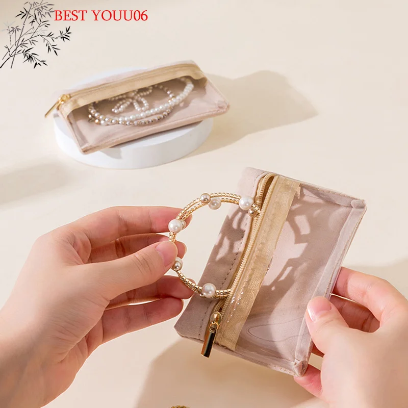 

(YOUU06) Портативная бархатная шкатулка для украшений: серьги, колье, кольца, браслеты, мелкие аксессуары. Водонепроницаемый и пыленепроницаемый мешочек на молнии.