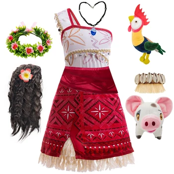 모아 나 2 영화 의상 Vaiana 공주 역할 놀이 드레스 소녀 카니발 복장 할로윈 Purim 파티 해변 의류