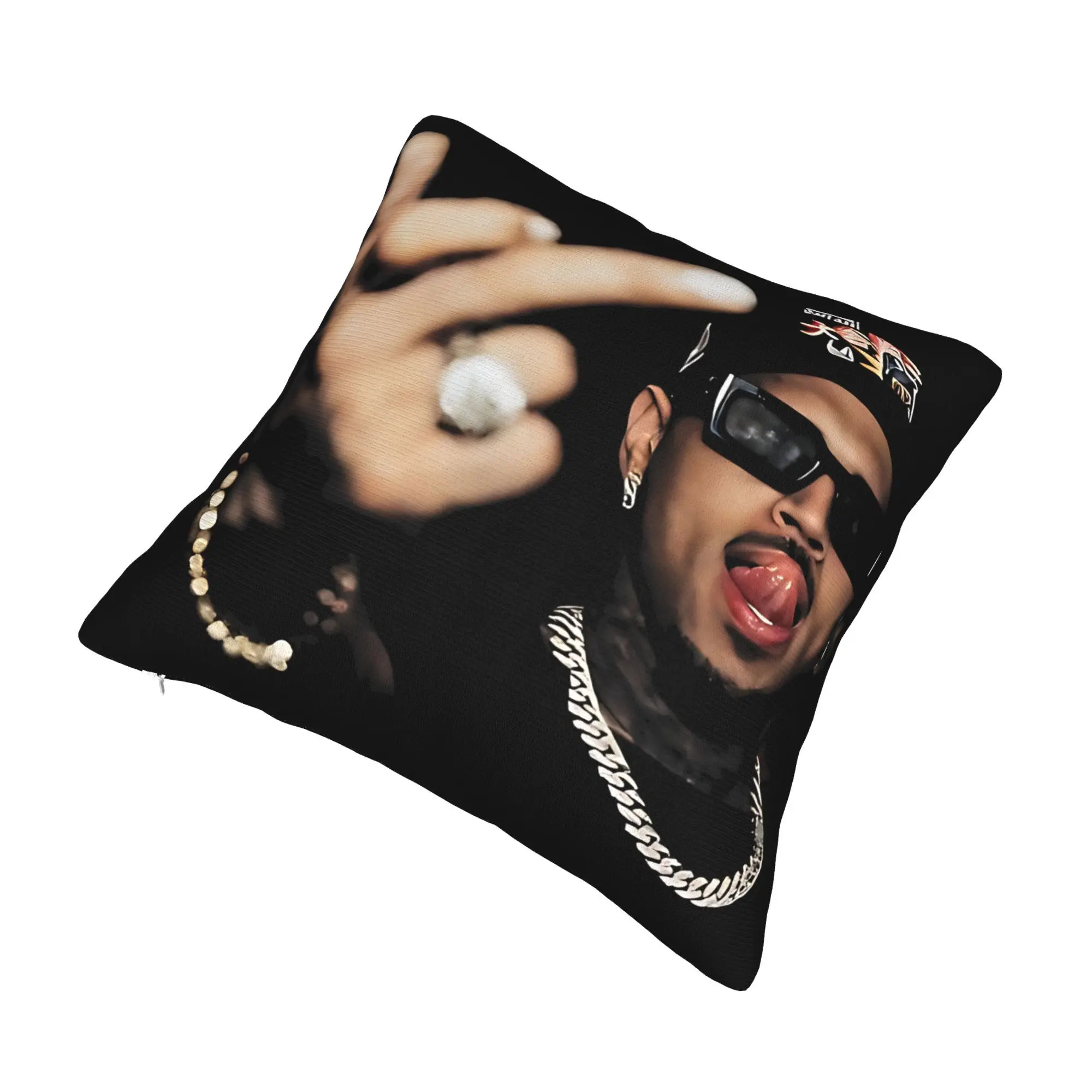 Funny Finger Chris Brown Pillowcase Soft Fabric Cushion Cover Decorations  Pillow Case Cover Chair Square 45X45cm
