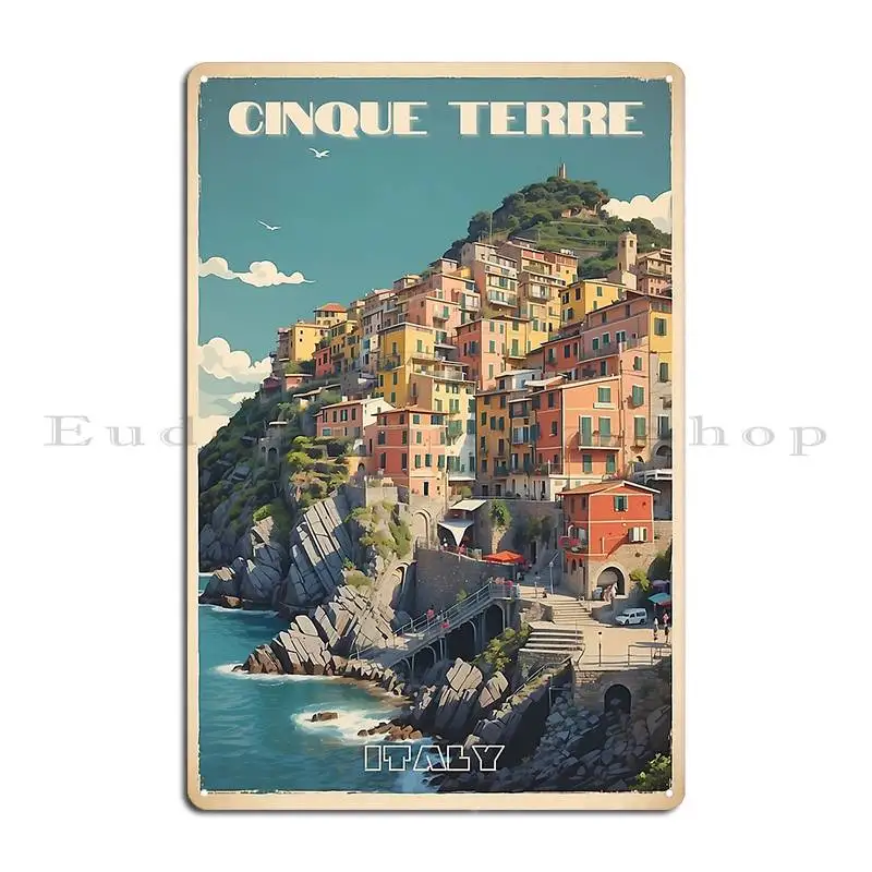 Cinque Terre Serenity Metal Sign Poster Cave Bar Sign Party Designer Tin Sign Poster