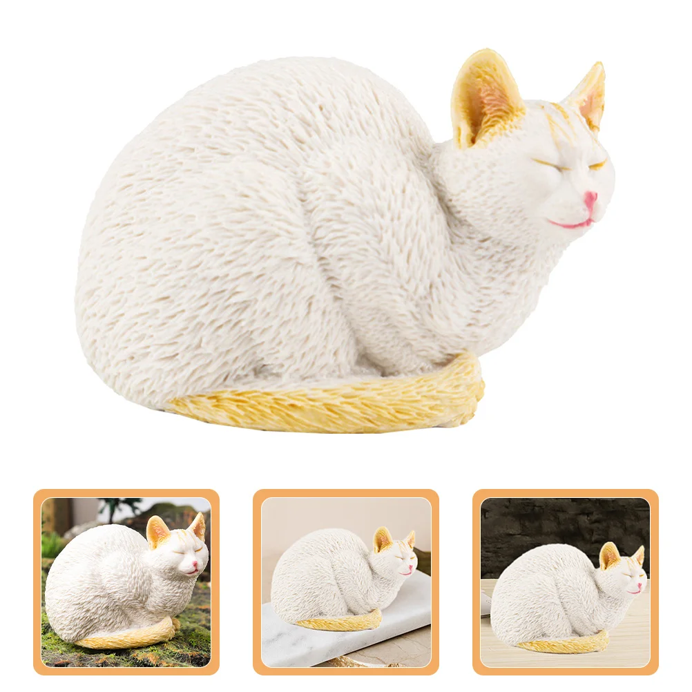 

Garden Cat Statue Plastic Cute Sleeping Cat Decor Compact Lawn Patio Yard Cartoon Style Outdoor Ornament Desktop Decor
