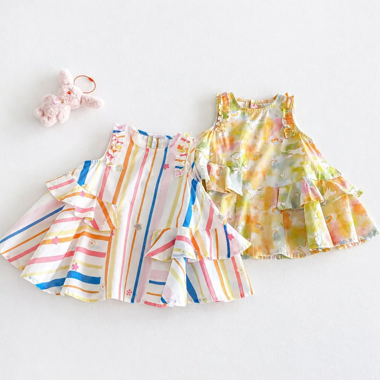 Girl's Design Princess Dress 2026 New Summer Baby Print Bunny Dress Children's Summer Dress Thin