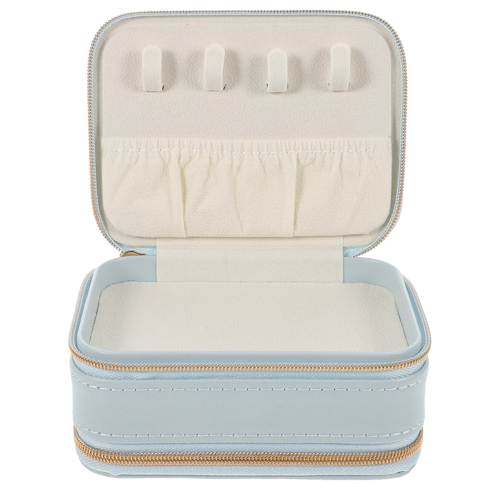 

Double Layer Jewelry Box Sky Blue Travel Container for Rings Earrings Necklace Holder Portable Storage Case Small Organizer