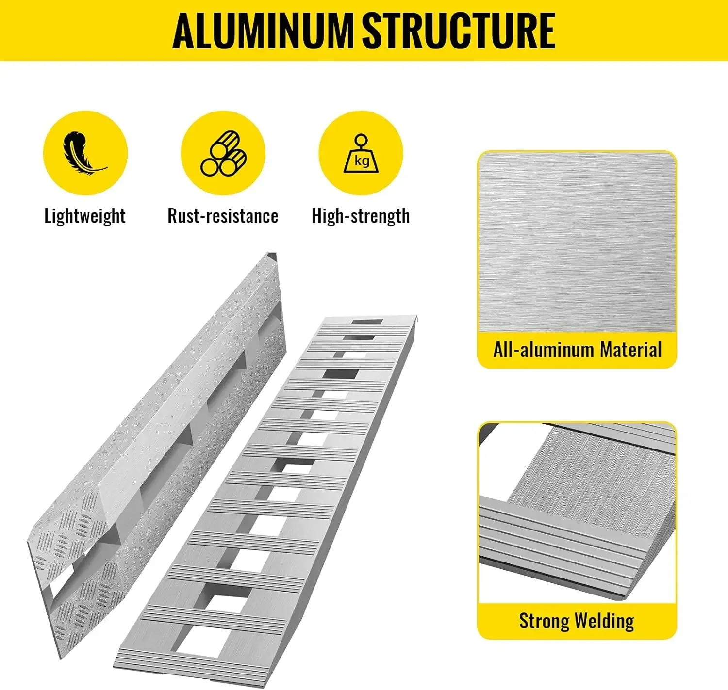 84 x 14 Zoll Aluminiumrampen, 6000 Pfund Kapazität, für Auto, Anhänger, LKW, ATV, Rampen, 1 Paar, 2 Rampen