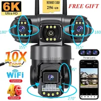 3 Lens Video Surveillance Camera Wifi Network CCTV Camera 4G SIM Card Wireless 360 Monitor Outdoor Waterproof Security Cameras
