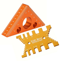 Precision 2pc Woodworking Set Aluminum Dovetail Jig & Triangle Ruler Depth & Tenon Gauge Tools for Accurate Cuts