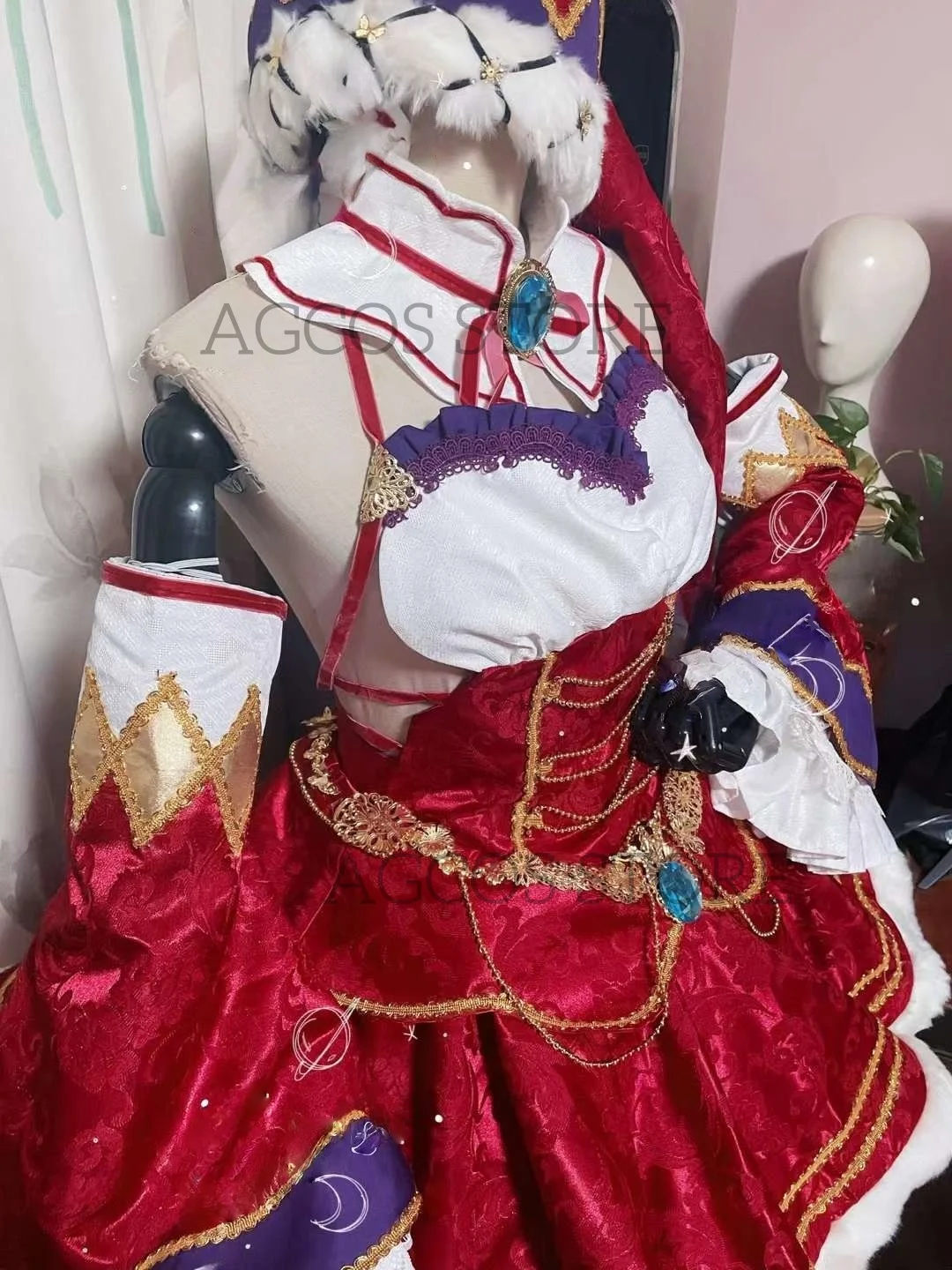 AGCOS حجم مخصص إعادة: الحياة في عالم مختلف من الصفر إميليا تأثيري ملابس عيد الميلاد فستان ازياء تأثيري مخصص