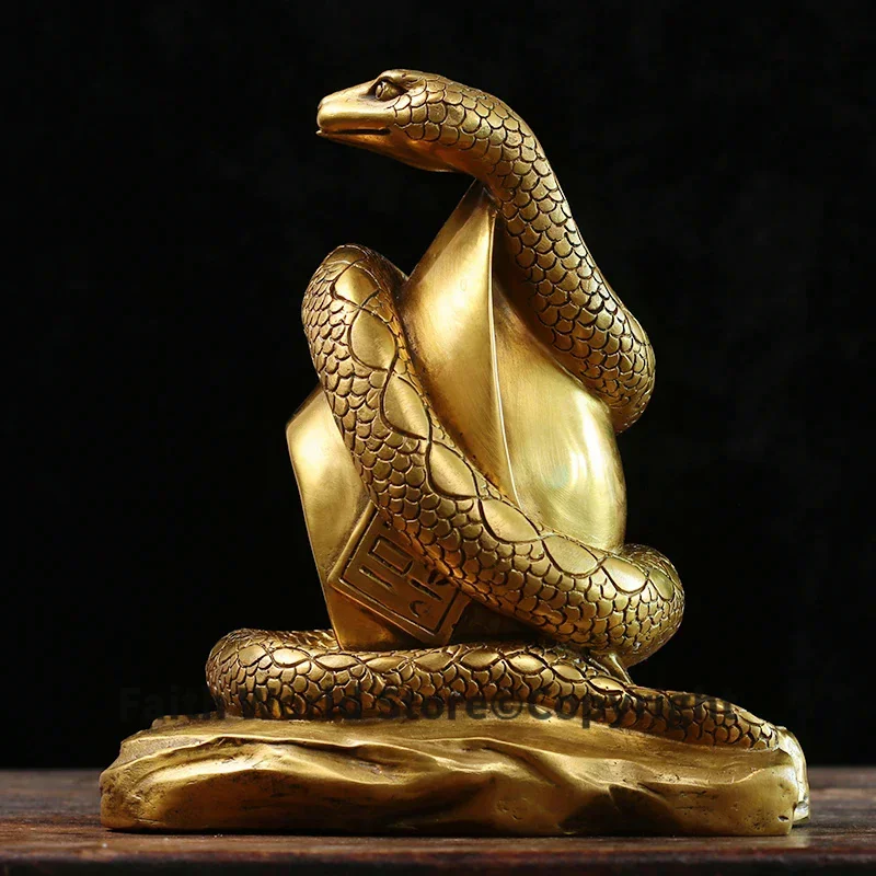 Southeast Asia Thailand Good luck mascot Fortune snake Cobra God godlen COPPER statue HOME shop Recruit wealth talisman LARGE