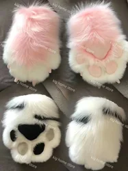 1 paio di guanti per gatti dei cartoni animati zampe Kegurumi Fursuit Paws Costume peloso dito animale inverno caldo guanto senza dita regali