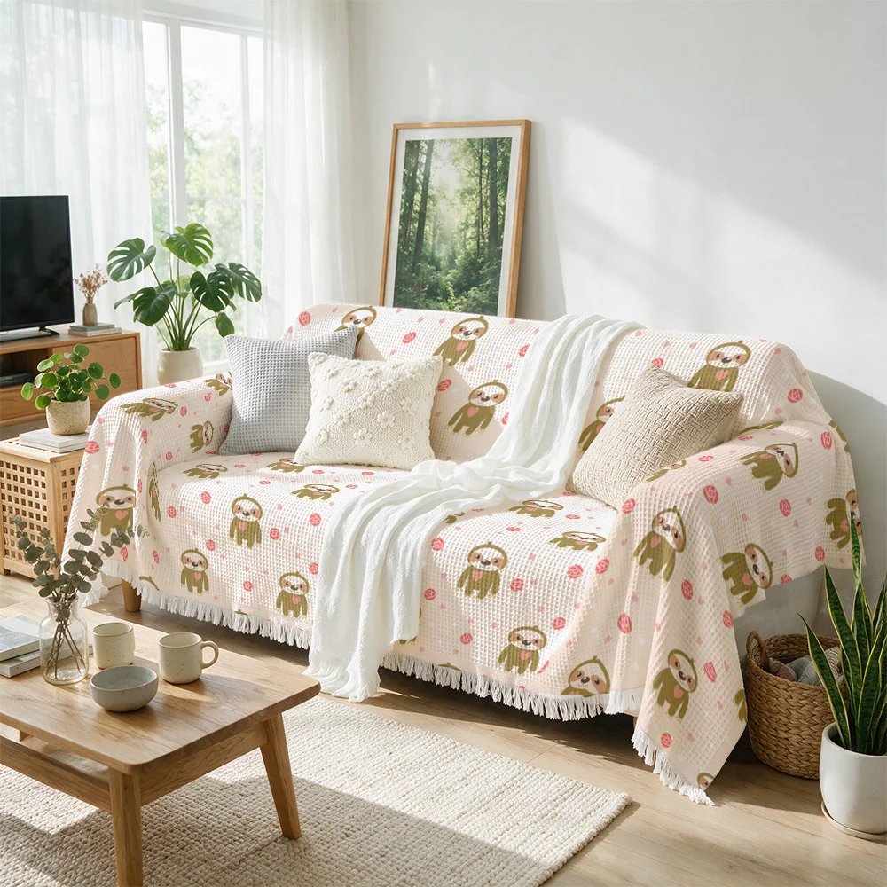 Whimsical Woodland Animal Pattern Throw Blanket Sofa Cover Cozy Nursery Decor Couch Throw for Living Room Home Accent Gift