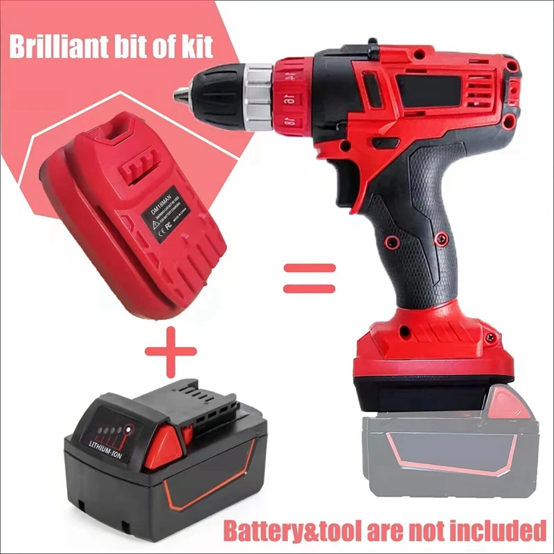 ตัวแปลงแบตเตอรี่สำหรับช่างฝีมือไร้สาย20V อะแดปเตอร์ DM18MAN สำหรับ DeWalt 20V/MIL-18V ตัวแปลงแบตเตอรี่ Li-ON