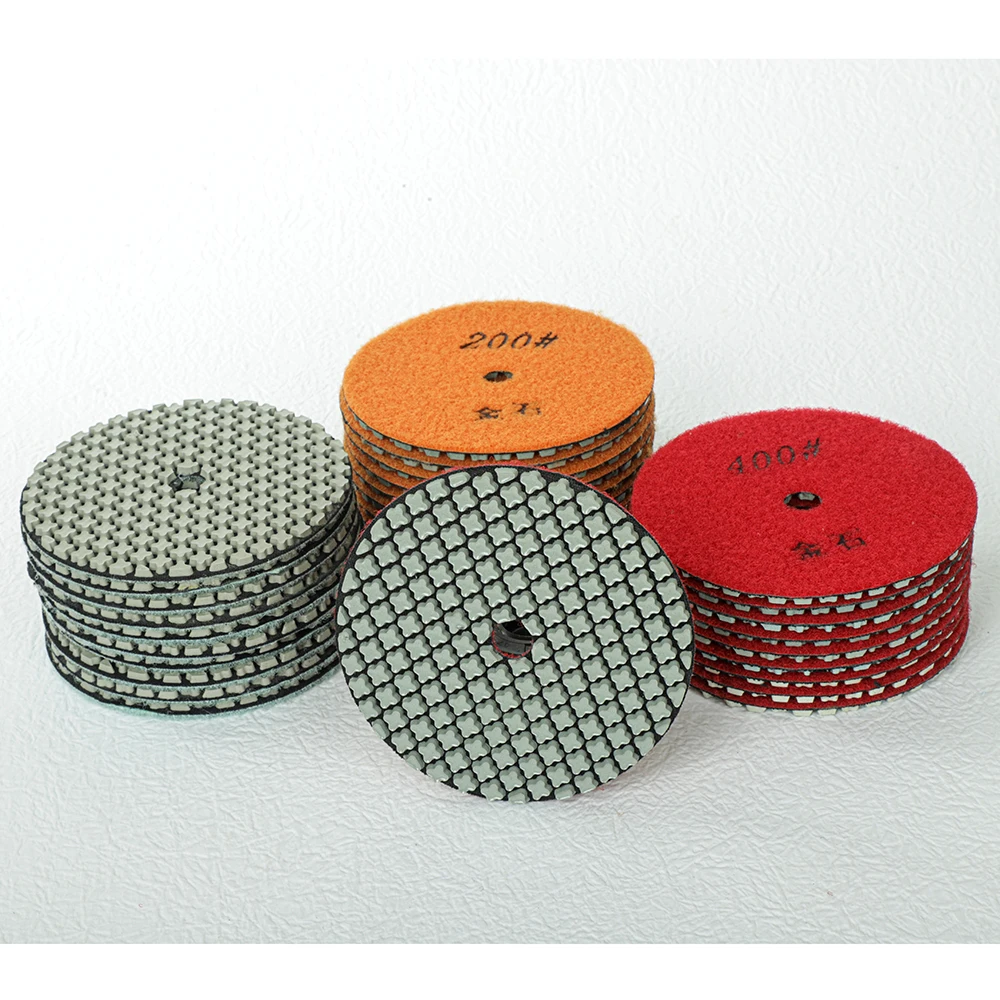 

7 Pcs 4"100mm Thick Abrasive Dry Polishing Pad Sharp Type Flexible Diamond Grinding Pad For Granite Marble Stone Sanding Disc