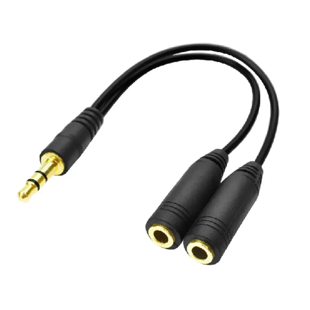 Adattatore di alimentazione cavo sdoppiatore a Y maschio-femmina audio in PVC nero per microfono auricolare