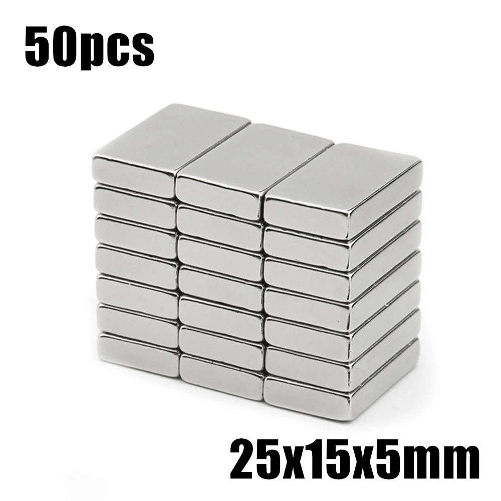 

50pcs 25x15x5mm Neodymium Magnet 25*15*5mm N35 NdFeB Block Super Powerful Strong Permanent Magnetic imanes Block