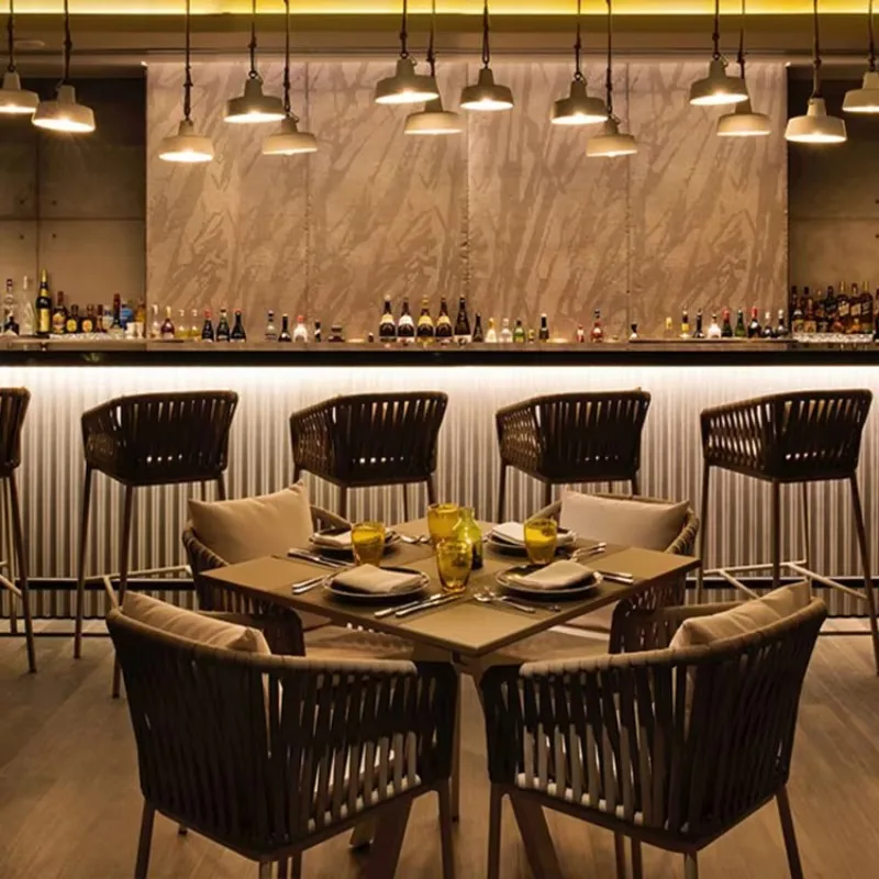 الشمال الروطان الظهر كرسي طويل الساق سبائك الألومنيوم في الهواء الطلق عالية القدم كرسي طويل الساق التصميم الحديث تابوريتي ألتو صالون الأثاث #2