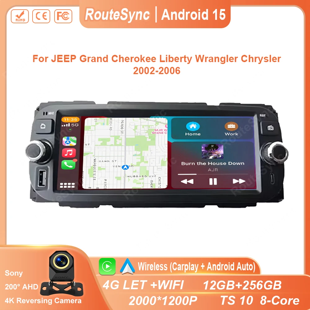 Android para JEEP Grand Cherokee Liberty Wrangler Chrysler 2002-2006, Pantalla para Auto, Reproductor Multimedia de Video, GPS, Navegación, RDS, 2 DIN