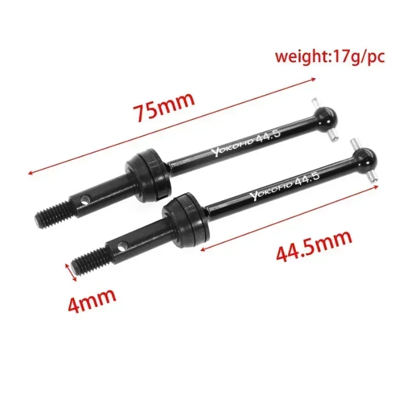 Eixos de transmissão CVD YOKOMO MS1.0 BD9-12 (2 unidades) - aço 1144, atualização leve de 17g para carros RC