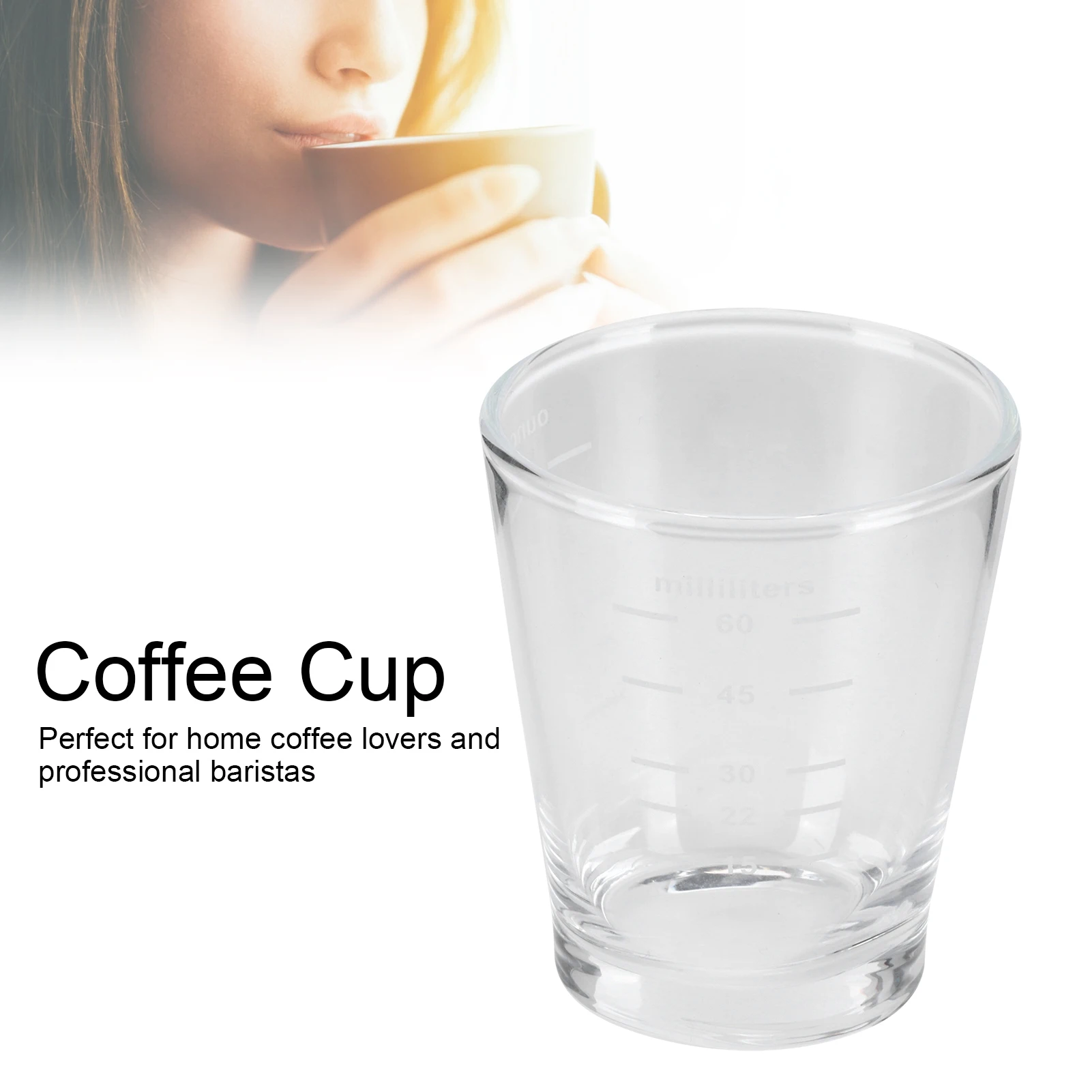 

1PC 80ml Glass Coffee Cup Graduated Measuring Cup with Clear Scales Transparent Milk Measuring Tool for Home Coffee Shop