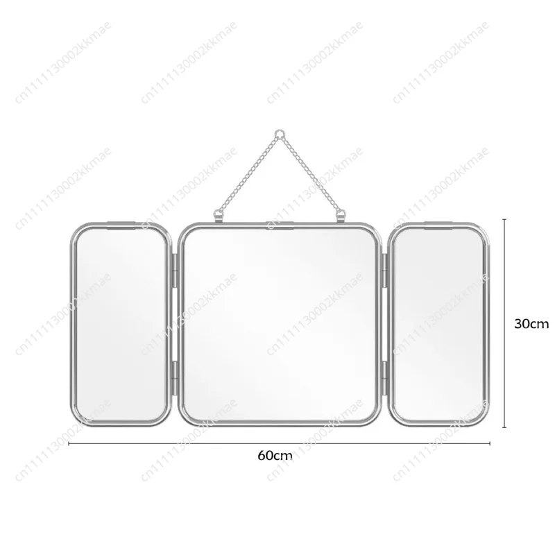 Ins Style Square Three Fold Wall Mounted Mirror Metal Stainless Steel Bathroom Vanity Mirror Modern Minimalist Home Decoration