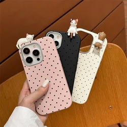 Simple Dots Cat 3D DIY Doll Soft Case For Redmi 9T 13 A3 13C 14C 12 10A 12C 9 9C POCO M3 X3 X6 Pro Note 13 Pro 10 11 12 Pro