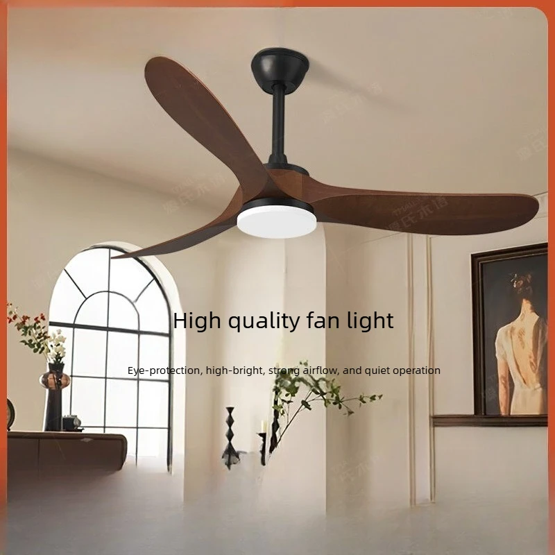 New Arrival High End Walnut Color Solid Wood Ceiling Fan with Light American Style For Living Room Dining Room