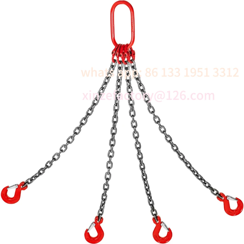 

Customizable 4T Chain Sling Chain 1M/2Mx8MM 4 Legs with Powder Coating Steel G80 Hook High Temperature Resistance