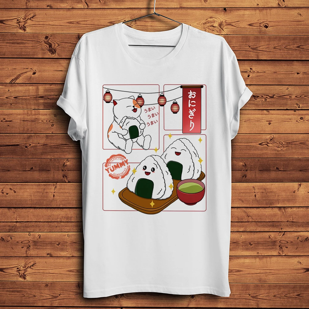 Neko Cat Ramen Taiyaki Onigiri Takoyaki Pizza Funny Meow TShirt Men Homme Casual Short Sleeve Tee Unisex Streetwear T Shirt