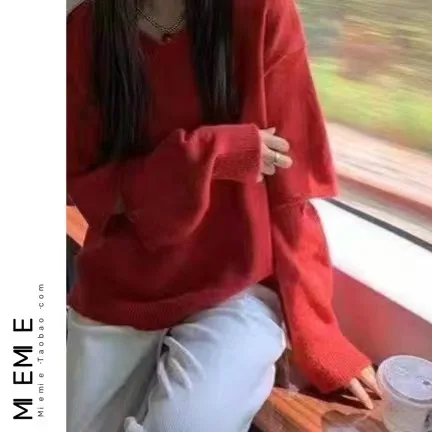 

Thiened Soft Knitted Sweater with Sve Opening Design round Ne Overhead Women's Faion Commute Sle Long Sve Regul...