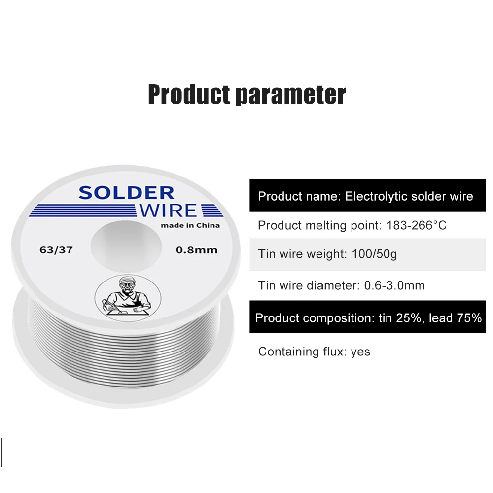 50g Soldering Tin Wire 0.8 1.0mm Small Coil Electrolytic Soldering Wire Welding With Flux Roll Rosin Core Solder Soldering Wire