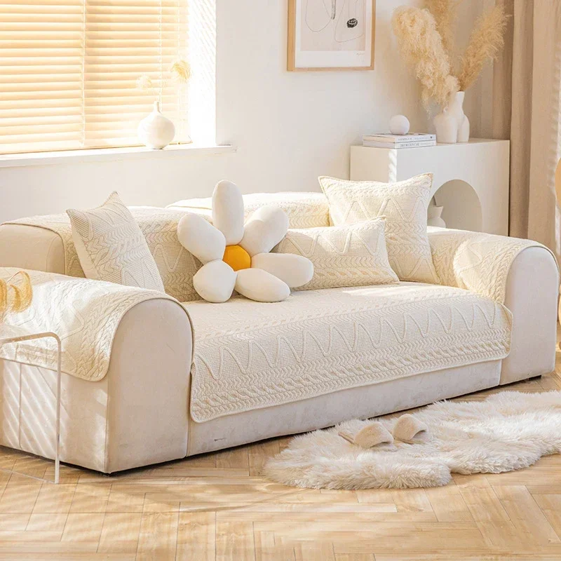 Cotton Seat Sofa Cover Corner Sofa Set Living Room Furniture Protective Case Lounger Bed Case Non-Slip Cushion