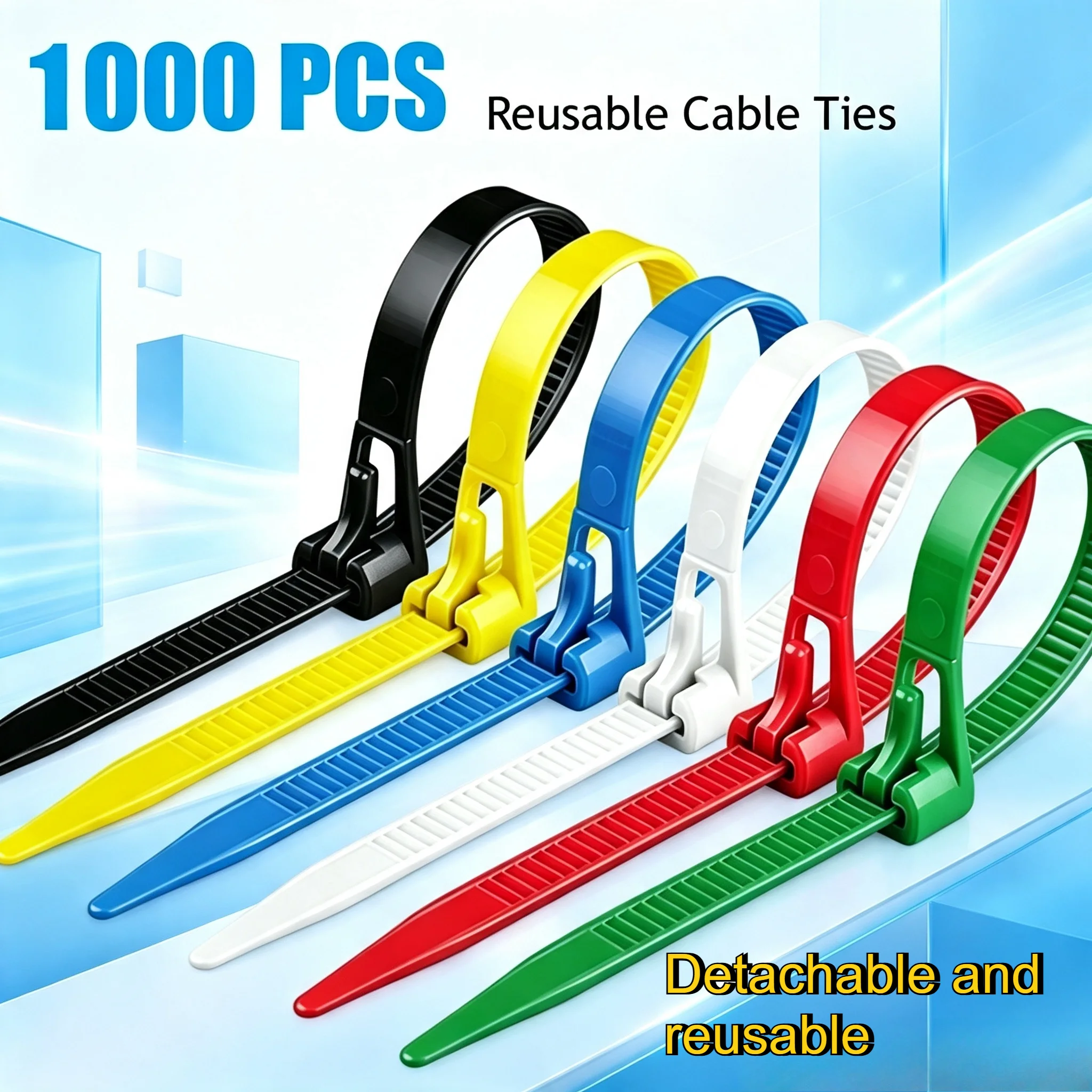 50/100/300/1000PCS UV Resistant Mixed Colours Black Nylon Ties Reusable Removable Recyclable Cable Lock Loop Cable Ties