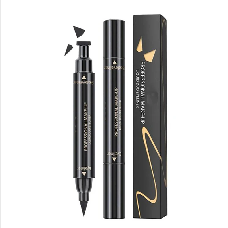 Lápiz Delineador de ojos líquido 2 en 1, resistente al agua, doble cabezal, secado rápido, herramienta de maquillaje de larga duración para mujer