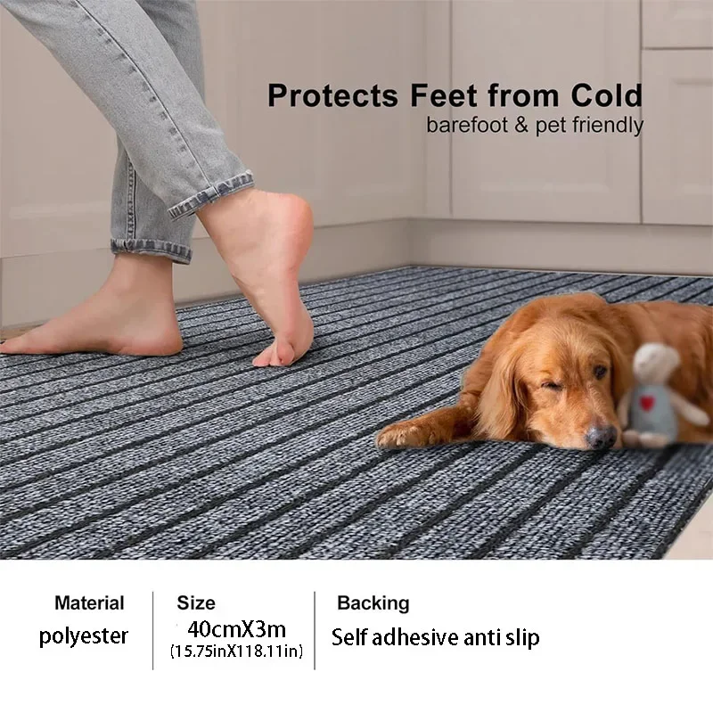 Self-adhesive Rug Roll Removable Non-slip Rug Mat Suitable for Hardwood Floors Non-slip Rug Protector Cuttable Machine Washable.