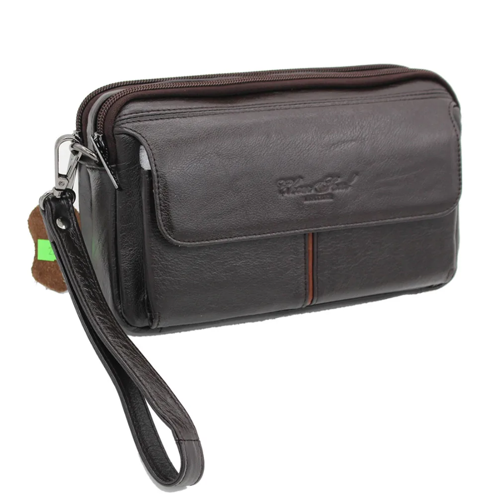 High Quality Genuine Natural Leather Men Clutch Bag Business Purse Wallet Cell Phone Cigarette Cash Card Holder Male Handy Bags