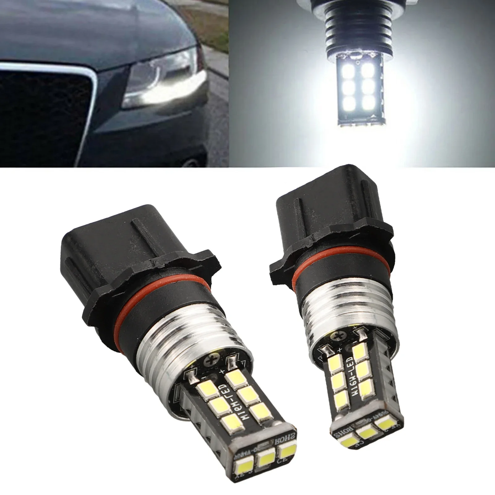 2x Canbus P13W Car LED Bulbs Daytime Running Light DRL Driving Fog Lamp 12V 6000K Super Light White Signal Lamp Car Accessories