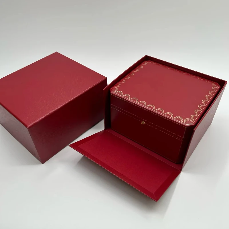 Rectangle Fashion Red Travel Display Watch Box with Paper Bag Card Black Velvet for Luxurious Brand Gift No Logo Packing Boxes