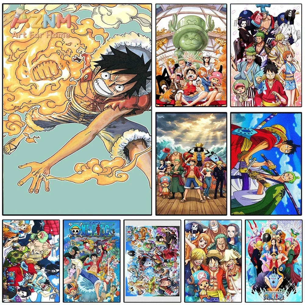 One Piece Anime Canvas Wall Art No Frame Luffy Gear 2 Fire Fist Straw Hat Pirates Crew Manga Print Painting Bedroom Home Decor