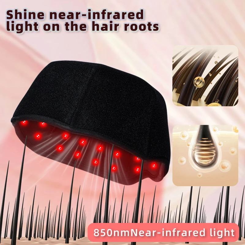 LED Hair Growth Cap 660nm Red Light 850nm Infrared Laser Therapy Hat Wireless Scalp Treatment for Hair Regrowth