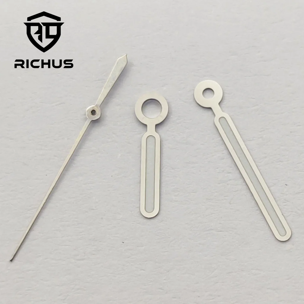 ساعة ريتشوس فضية/ذهبية/زرقاء عقارب خضراء مضيئة تناسب NH34 NH35 NH36 ETA2824 2836 Miyota8215-DG حركة #3