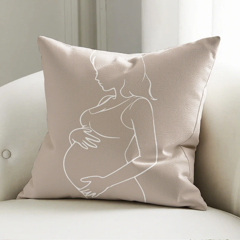 

Pregnant Woman Line Art Pillow Cover, Minimalist Maternity Print Cushion Case, Nursery Sofa Bedroom Decor Pillow